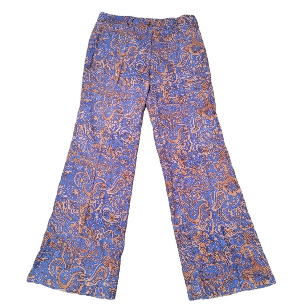 Loft Tan and Blue Paisley Print Pant 12T